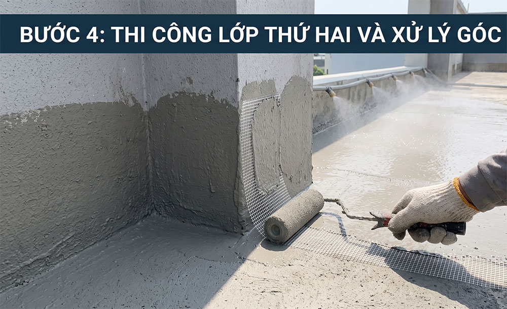 thi công sơn chống thấm xi măng bước 4